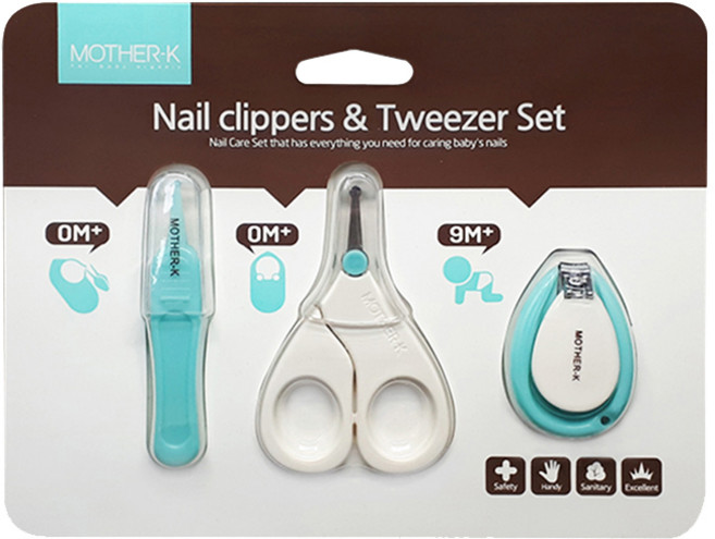 마더케이 손톱가위&핀셋 3종 세트, 민트, 1세트