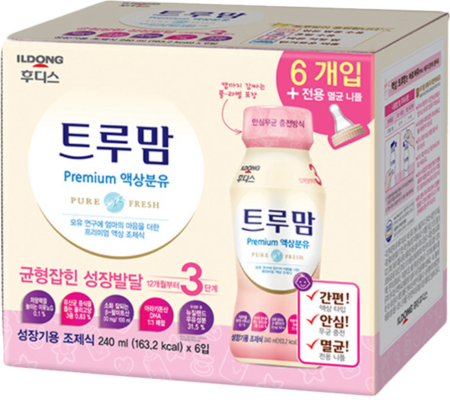 트루맘 프리미엄 액상분유 3단계, 240ml, 6개