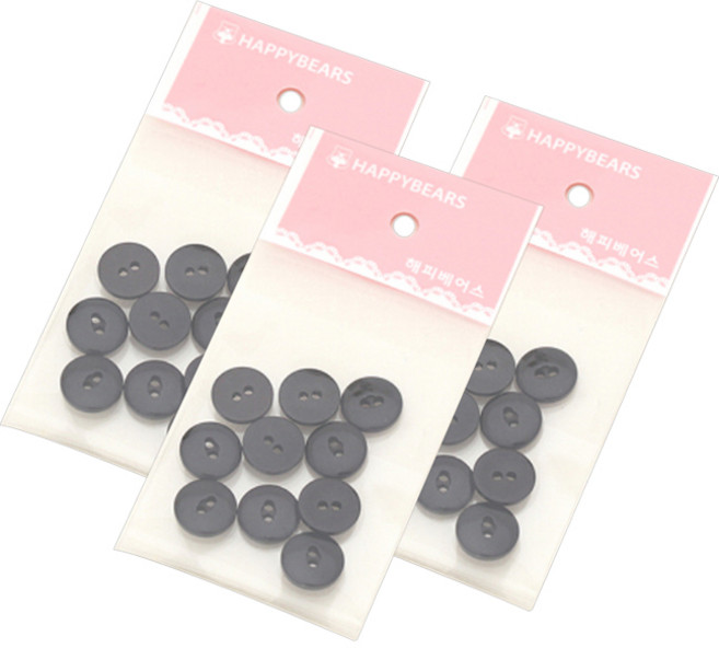 해피베어스 심플 캔디 단추 12 mm, 블랙, 30개