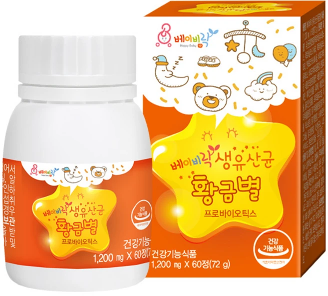 베이비락 생유산균 황금별, 60정, 1개 - 쿠팡