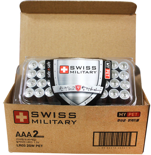 스위스밀리터리 알카라인 AAA 건전지, 40개입, 1개