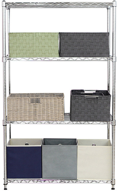 팬물산 크롬 메탈렉 와이드 4단 선반 900