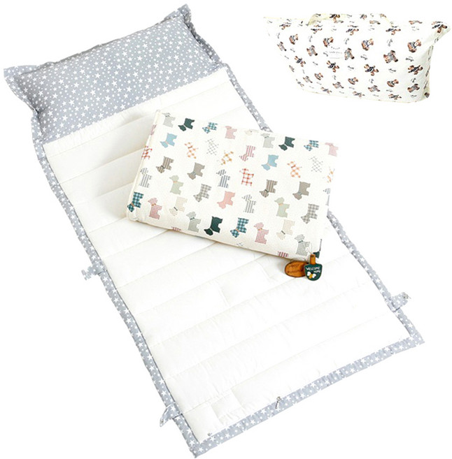 코니아일랜드 에코프리미엄 일체형 낮잠이불세트, 아이러브독(아이보리)