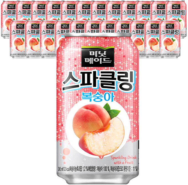 미닛메이드 스파클링 복숭아 탄산음료, 24개, 345ml