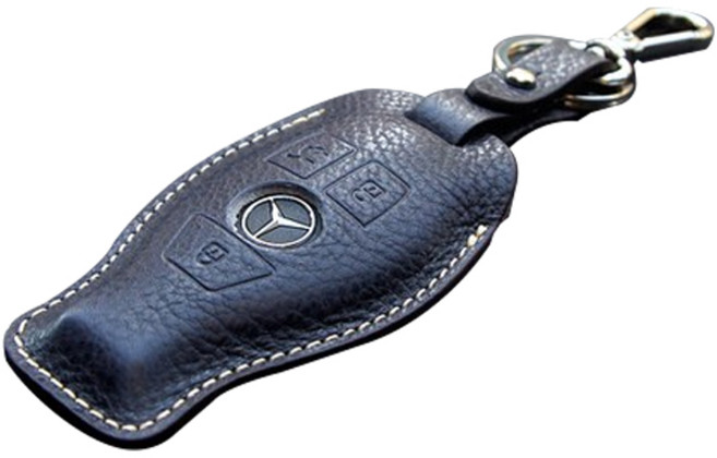 헤르만 벤츠 3버튼용 스마트키 가죽케이스 키홀더 BN10, 미드나잇 블루, 벤츠 구형타입