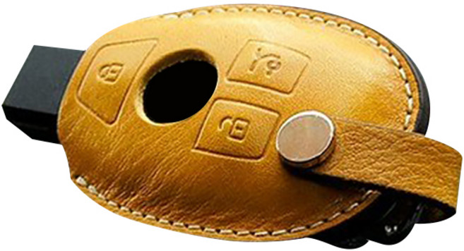 헤르만 벤츠 BENZ 스마트키 가죽케이스 키홀더, 딥 옐로우, BN15