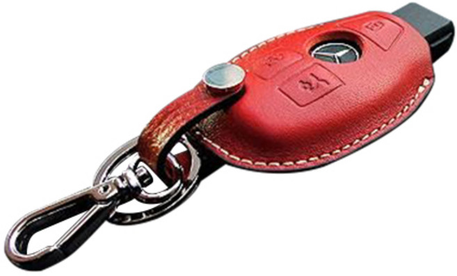 헤르만 벤츠 3버튼용 가죽 스마트키 케이스 BN15, 로즈 레드, 벤츠 구형타입