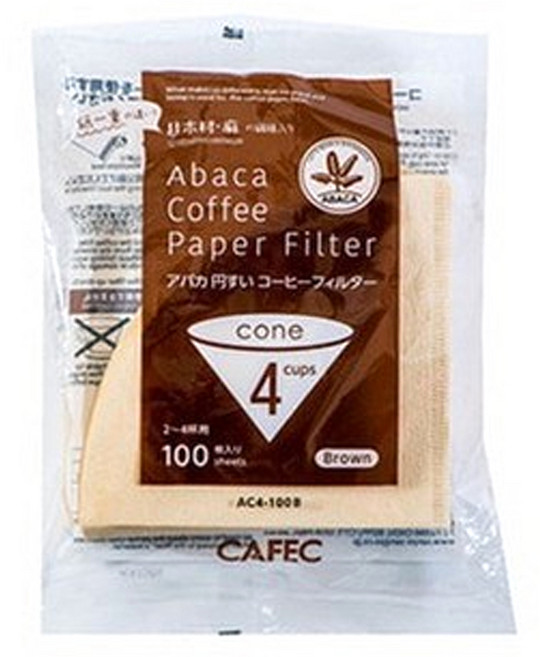 CAFEC 아바카 원추형 커피 페이퍼 필터 2~4인용 Brown, 100개입, 1개