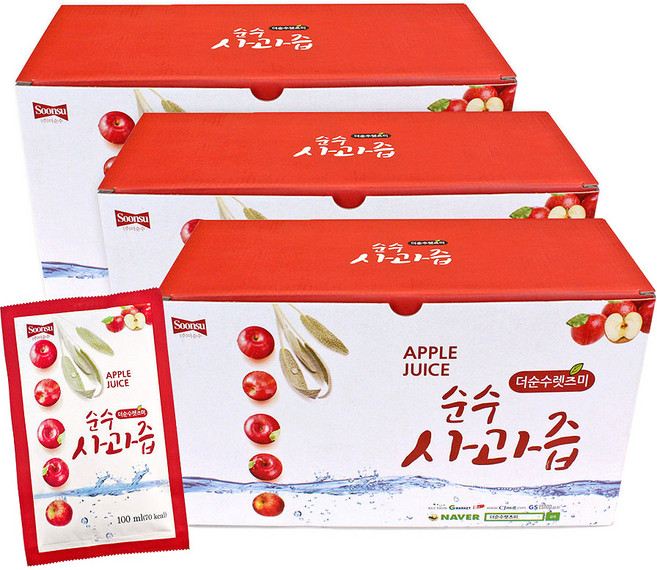 더순수렛츠미 순수 사과즙, 100ml, 90개