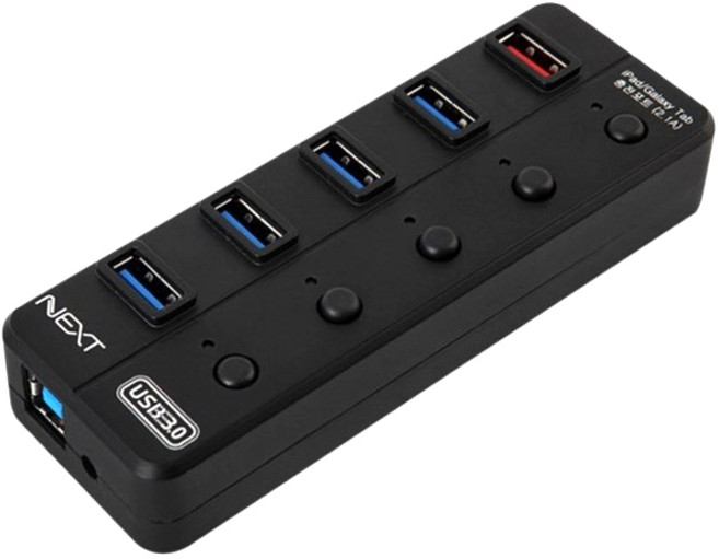 넥스트유 USB3.0 4포트+충전 1포트 유전원허브 /NEXT-UH305, 블랙, 1개