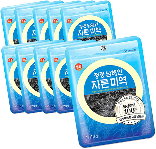 샘표 청정 남해안 자른미역, 10g, 10개