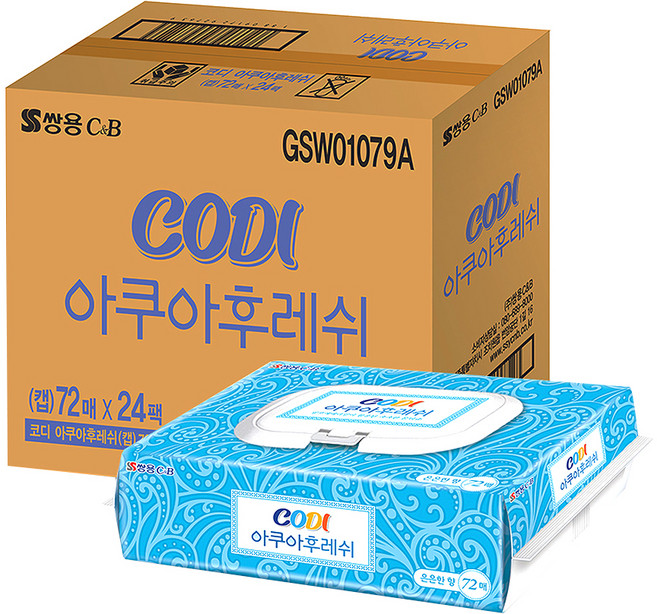 코디 아쿠아후레쉬 물티슈 캡형, 24개