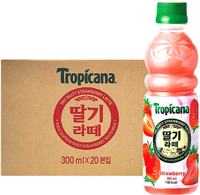 트로피카나 딸기라떼 음료, 300ml, 20개