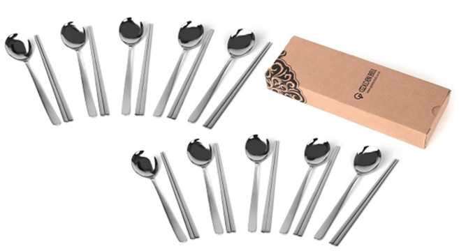 골든벨금속 카르멘 샤틴수저 10벌 세트, 1세트, 숟가락 10p + 젓가락 10p + 케이스