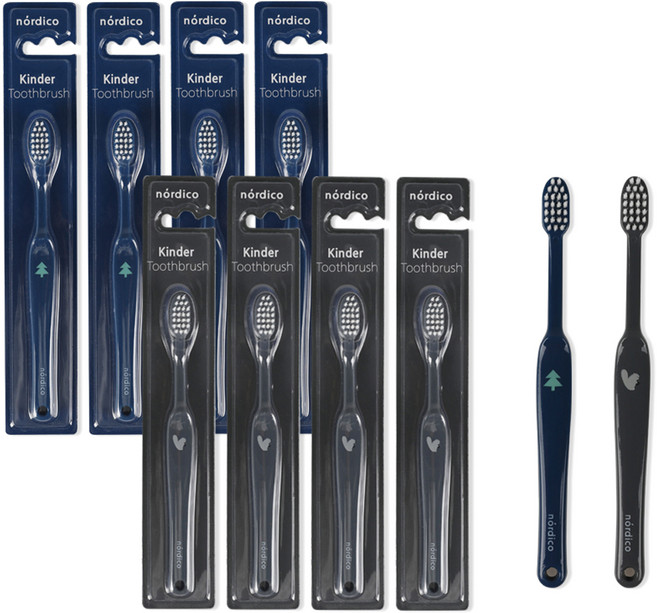 노르디코 킨더 칫솔 남아용 네이비 5p + 다크그레이 5p, 1세트