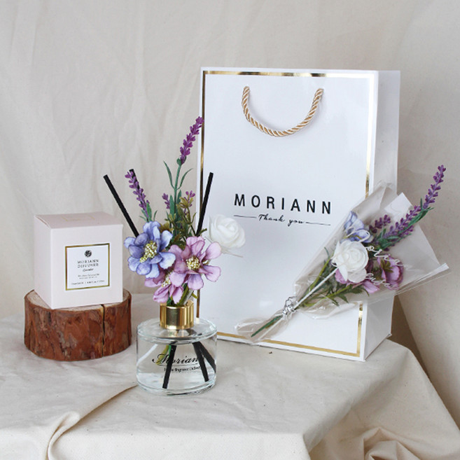 MORIANN 特別金標擴香 120 ml + 黑色纖維擴香棒 3入 + 擴香棒花束 + 提袋, 薰衣草