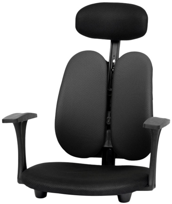 체어포커스 기능성 엔젤좌식 G03 기본형 팔걸이 헤드 의자 패브릭원단, 블랙