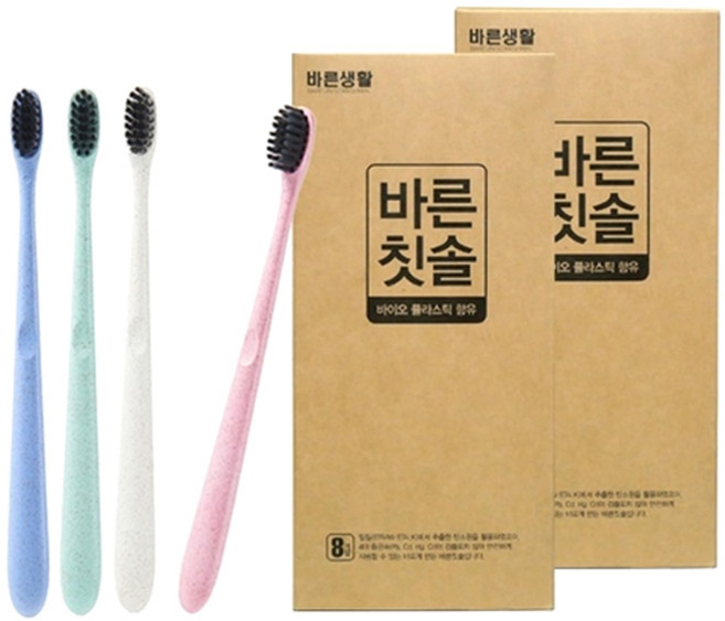 바른생활에이치앤비 바른칫솔, 8개입, 2개