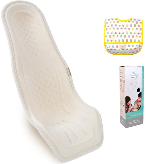 알프레미오 수유시트 + 선물용 박스 + 코튼 방수 턱받이 옐로우토끼, 아이보리(오가닉), 1세트