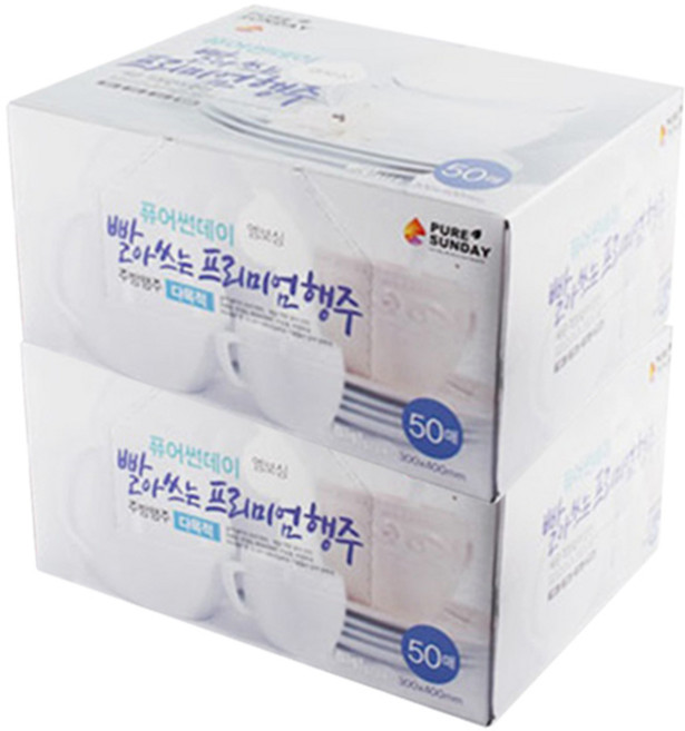 퓨어썬데이 빨아쓰는 프리미엄 행주 300 x 400 mm, 50개, 2개