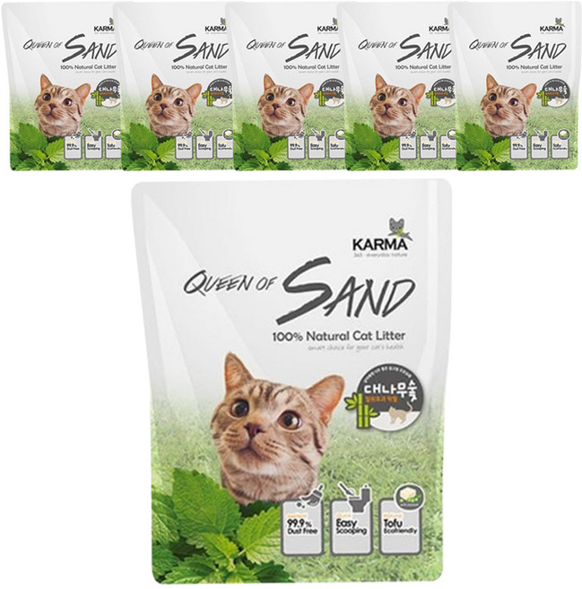 카르마 퀸오브샌드 두부 고양이 모래, 7L, 6개, 대나무숯