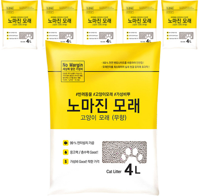 노마진 고양이 모래, 4L, 6개, 무향