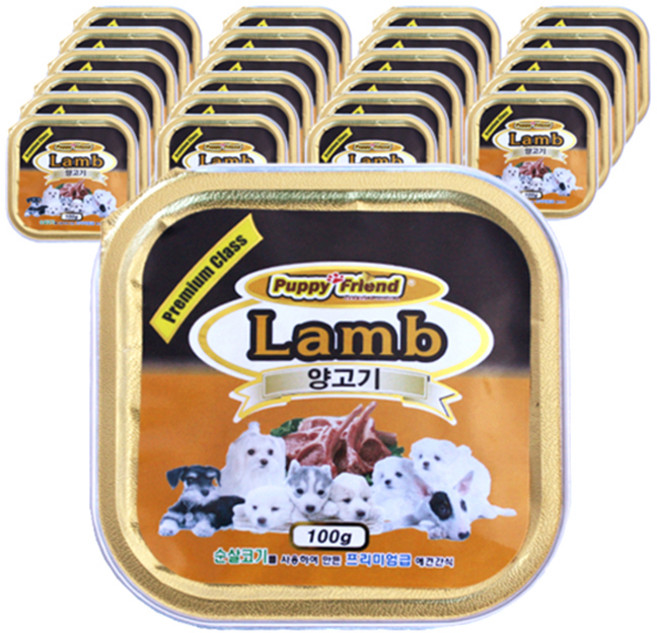 퍼피프랜드 강아지 사각 캔, 양고기, 100g, 24개