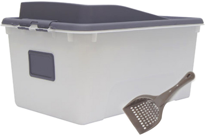 리빙숲 데이 후드형 고양이 화장실 대형 52L + 삽 랜덤발송, 그레이, 1개