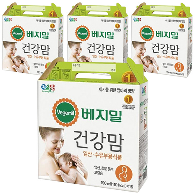 베지밀 건강맘 두유, 190ml, 64개