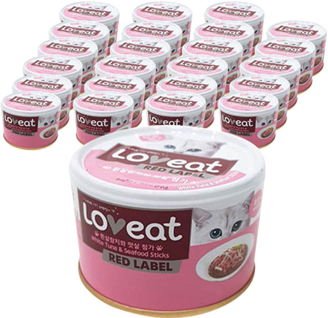 사조러브잇 고양이 레드라벨 간식캔, 혼합맛(흰살참치/맛살), 160g, 24개