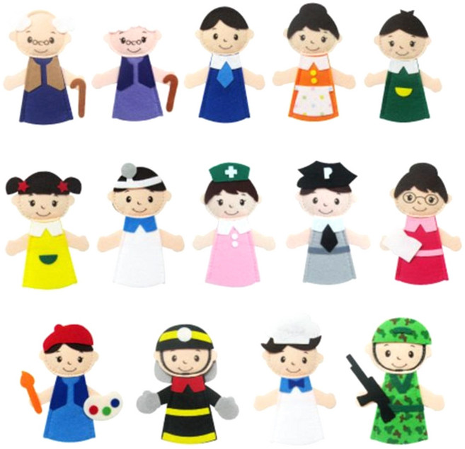 청양토이 펠트 손가락 인형 세트, 14종, 1세트