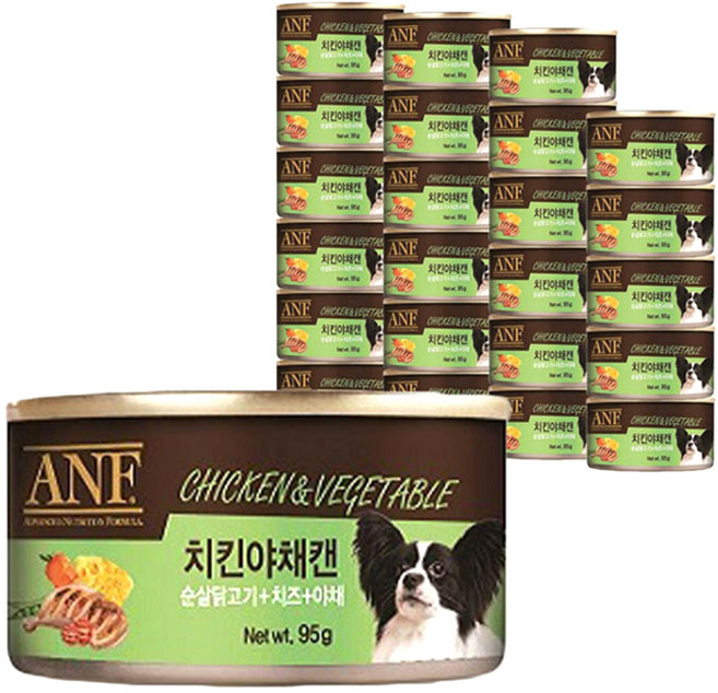 ANF 강아지 간식캔, 치킨 + 야채 혼합맛, 95g, 24개
