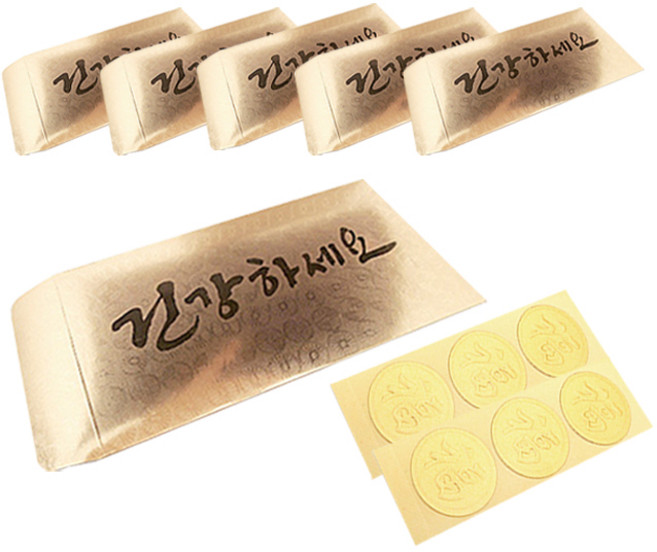 투영디자인 용돈봉투 6p + 스티커 6p, 골드(건강하세요), 1세트