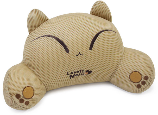 애니나라 헬로캣 에어매쉬 허리쿠션, 나루 베이지