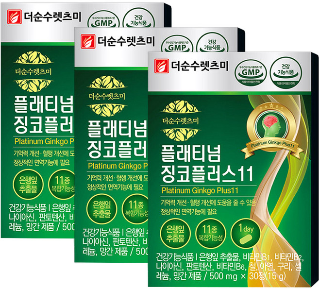 더순수렛츠미 플래티넘 징코플러스11, 30정, 3개