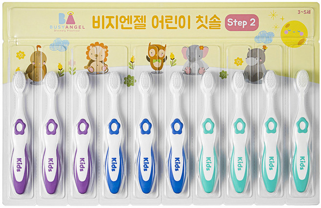 비지엔젤 유아 칫솔 2단계, 혼합 색상, 10개입, 1개