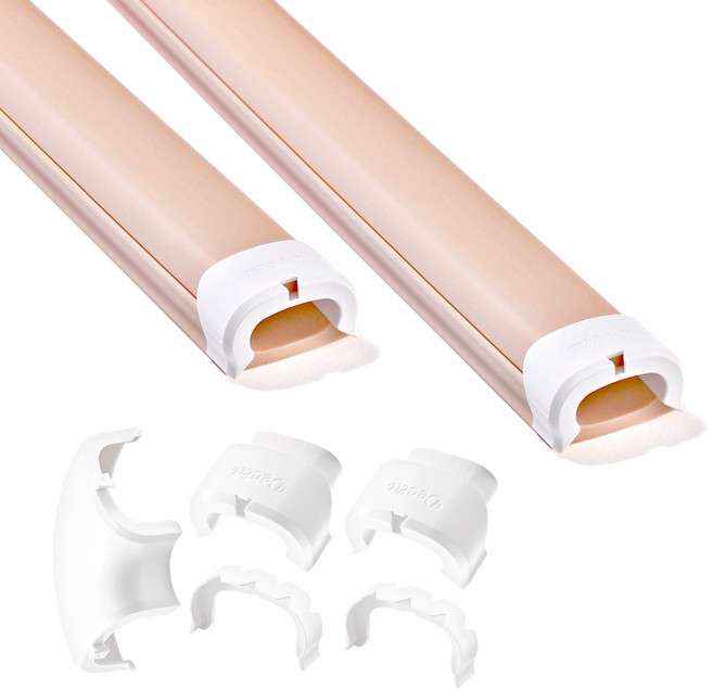 디클루 케이블데코 플러스 전선몰딩 세트 더블사이즈 2m, 베이지색 + 흰색캡, 1개