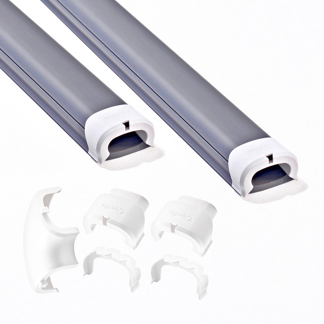 Declu Cable Deco Plus 電線線槽組 雙倍尺寸 2m, 深灰色 + 白色蓋, 1個