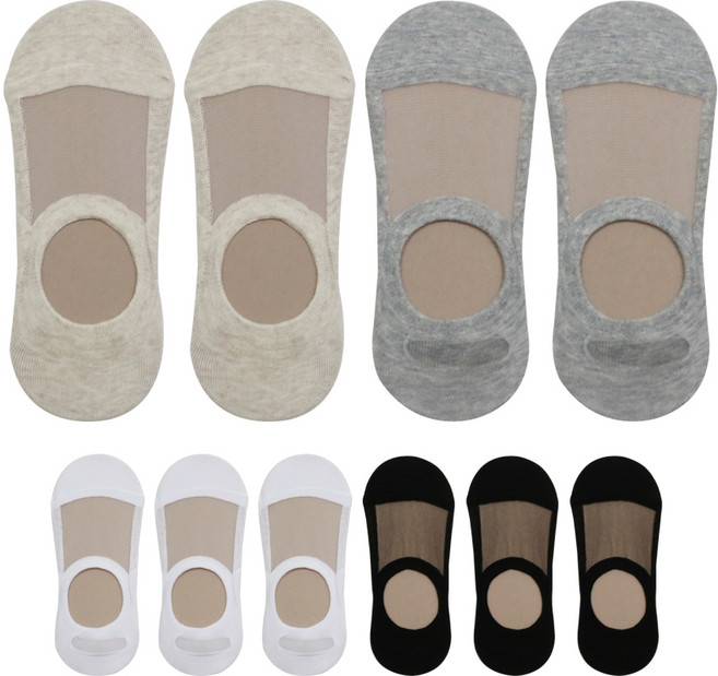 이지레그 여성용 무지 시스루 페이크삭스 화이트 3켤레 + 블랙 3켤레 + 그레이 2켤레 + 베이지 2켤레