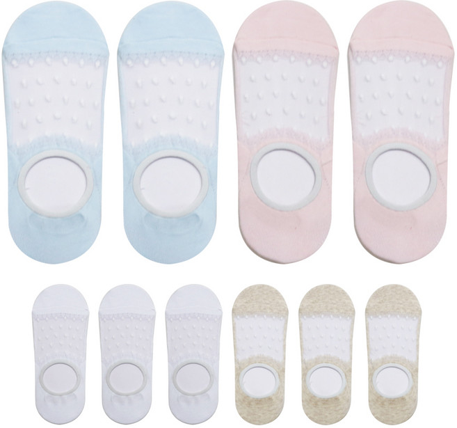 이지레그 여성용 시스루 도트 페이크삭스 화이트 3켤레 + 베이지 3켤레 + 블루 2켤레 + 핑크 2켤레