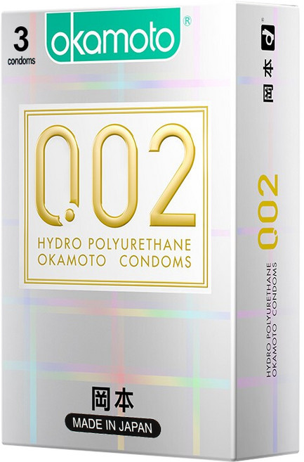 오카모토 0.02 하이드로 폴리우레탄 콘돔, 3개입, 1개