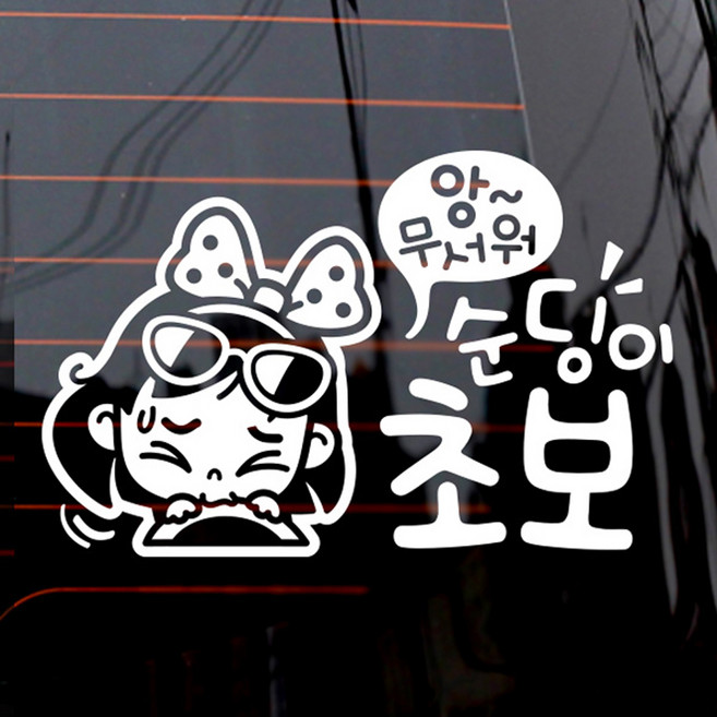 제제데코 자동차 스티커 순딩 초보 동글이, 화이트, 1개