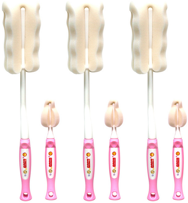 피셔프라이스 소프트 젖병솔 + 젖꼭지 세척솔 세트, 핑크, 3세트