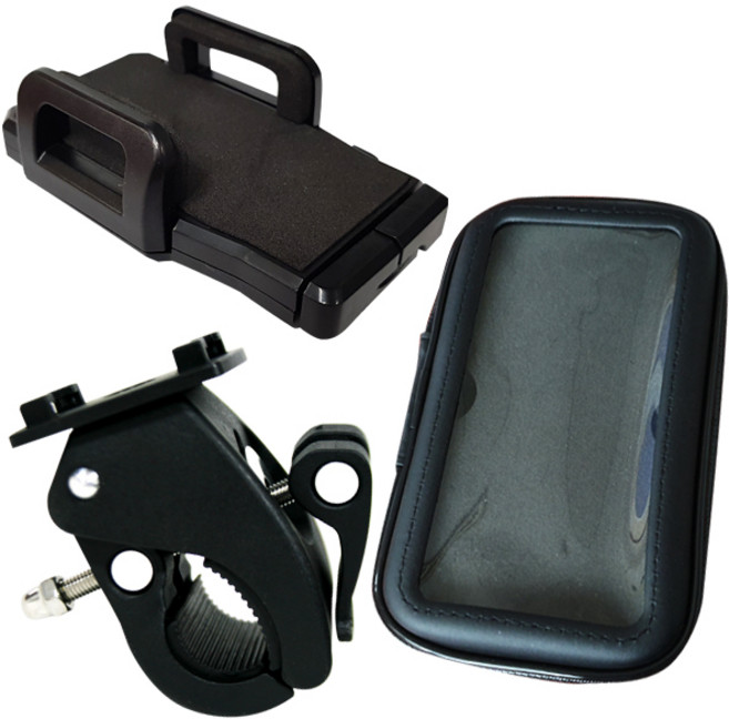 라이트매니아 자전거 휴대폰거치대 + 파우치형거치대, 블랙, 1세트