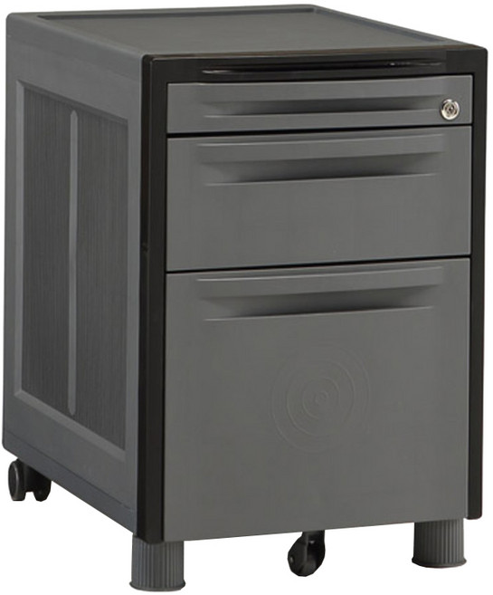 이동식 서랍 올사출형 3단 사무용수납장, 그레이