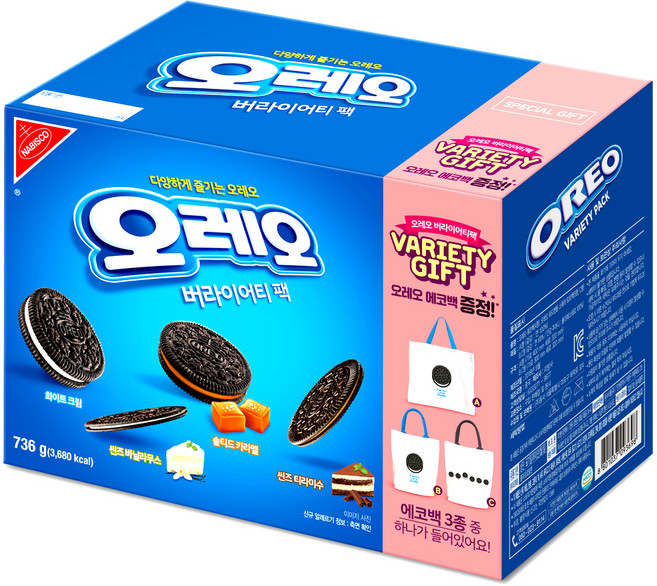 오레오 버라이어티팩 736g + 에코백, 1세트