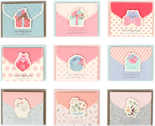 톡톡팬시 러블리 팝업 미니카드 9종세트, 혼합색상, 1세트