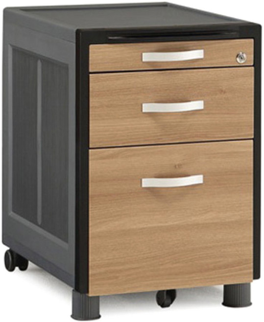 다용도 이동식 MDF형 3단 사무용 수납장, 아카시아