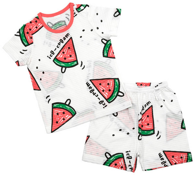 Maykids 童款西瓜冰棒短袖T恤+五分褲家居服套裝