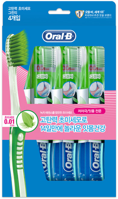 오랄비 고탄력 초미세모 그린티, 4개입, 1개
